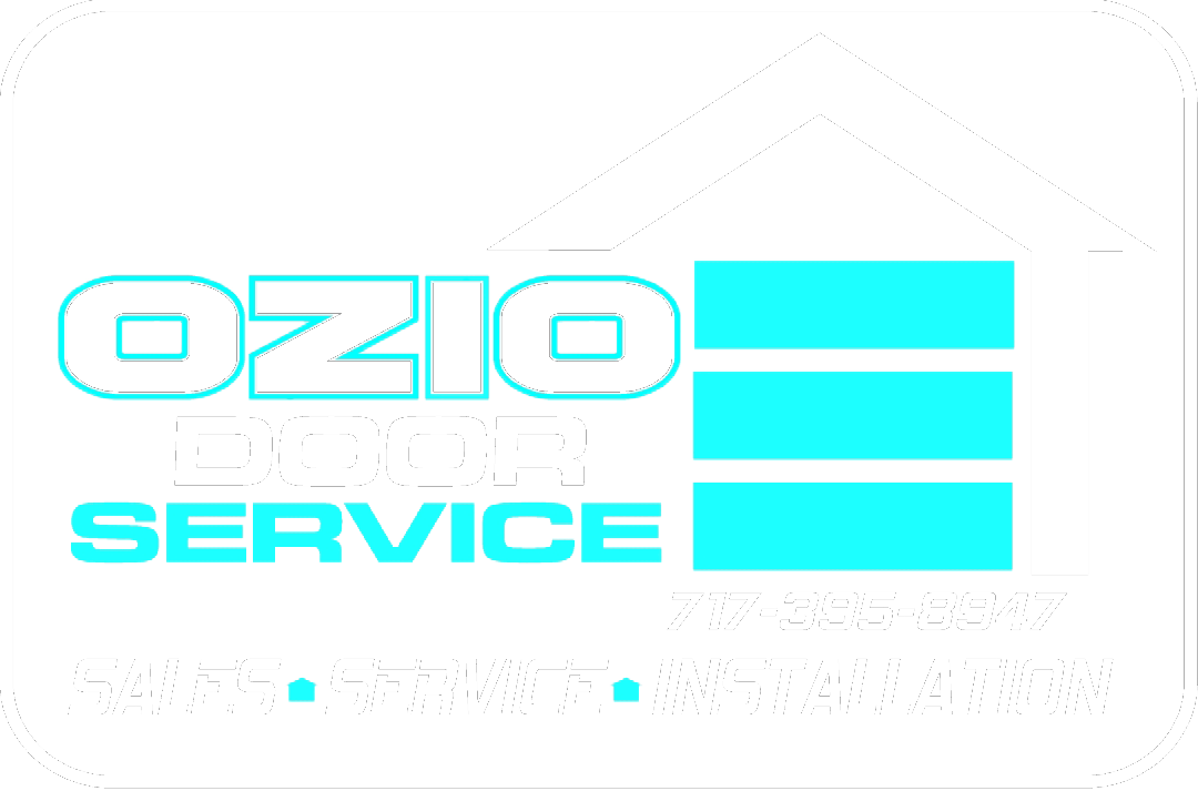 ozio door service white and blue logo